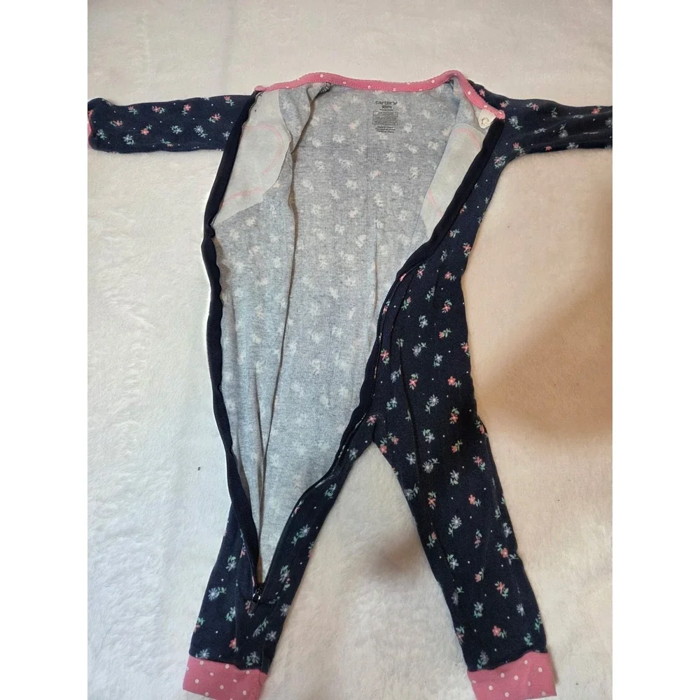 M336 Carter's Baby Girls 18M Christmas Merry Bright Floral Heart Sleeper Bodysui
